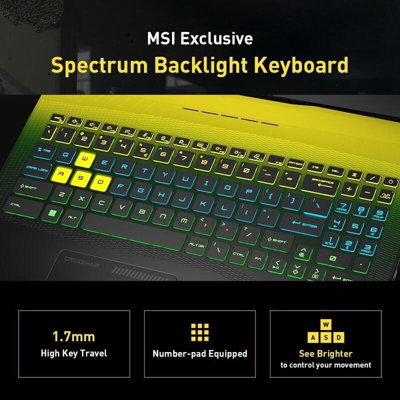 MSI Crosshair 15 A12UGSZ Gaming Laptop intel core i7-12700H/16GB/1TB SSD/NVIDIA GeForce RTX 3070Ti 8GB/15.6-inch QHD/165Hz/Windows 11 Home - Black ..., , large image number 9