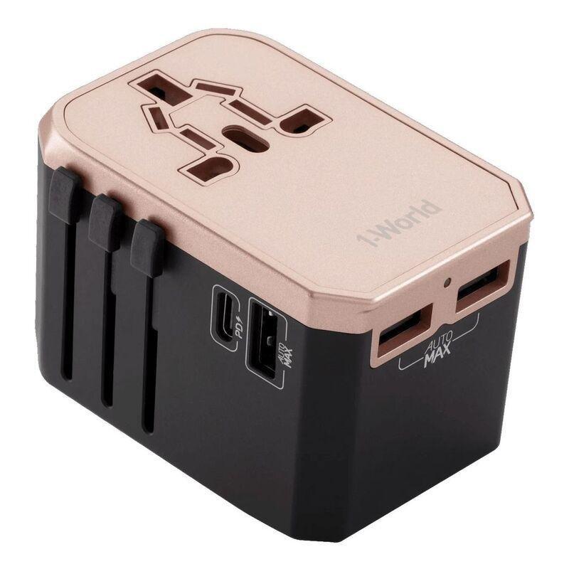 Momax 1-World Travel AC Adaptor - Blush Gold, , large image number 0