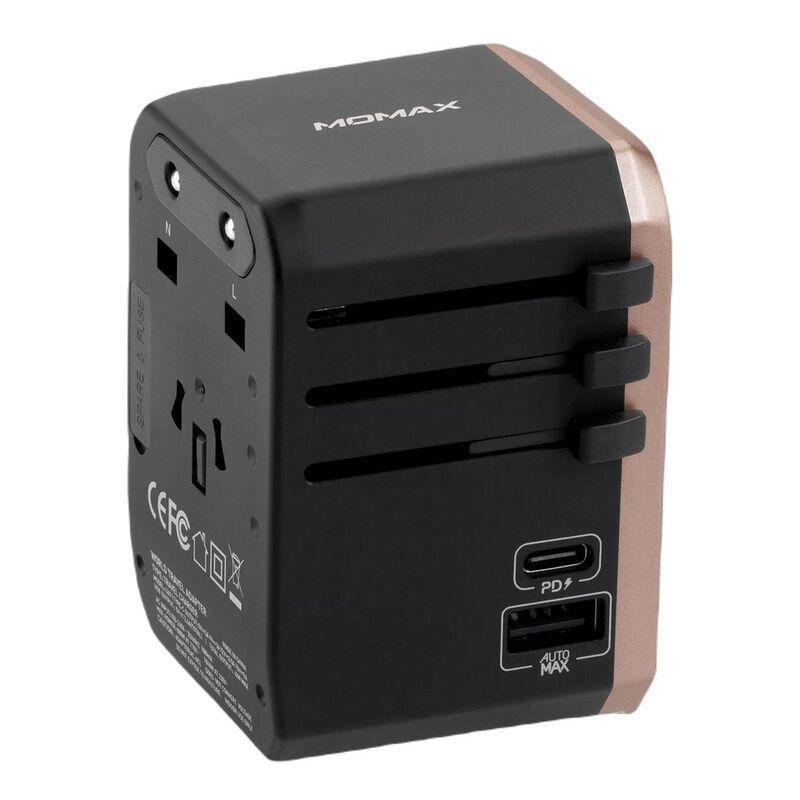 Momax 1-World Travel AC Adaptor - Blush Gold, , large image number 1