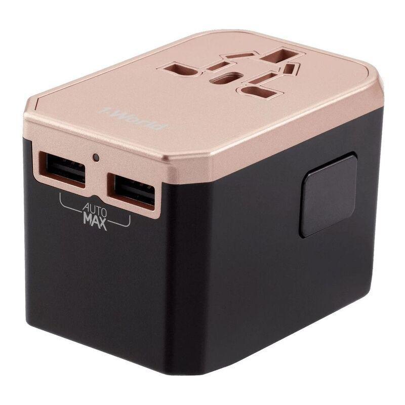 Momax 1-World Travel AC Adaptor - Blush Gold, , large image number 2