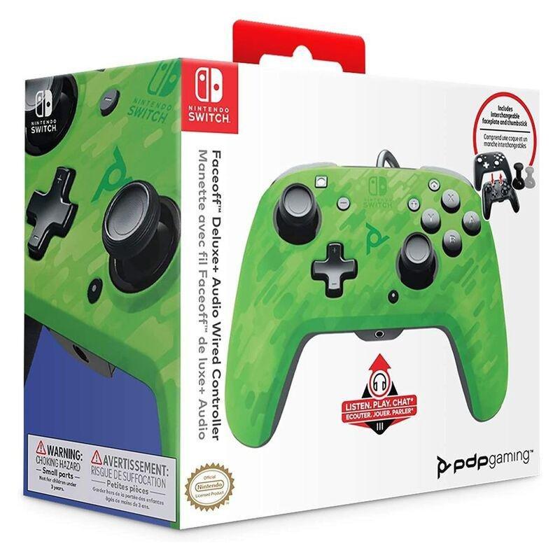 PDP Faceoff Deluxe+ Audio Wired Controller for Nintendo Switch -  Green Camo, , large image number 3