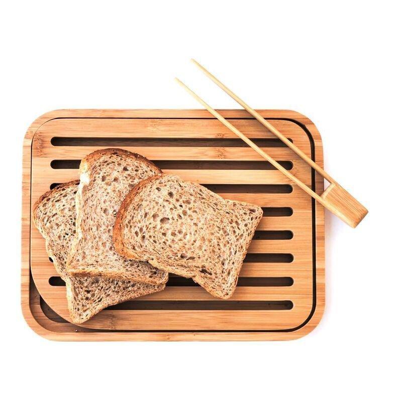 Pebbly Bamboo Breadboard & Toast Tong Set, , large image number 2