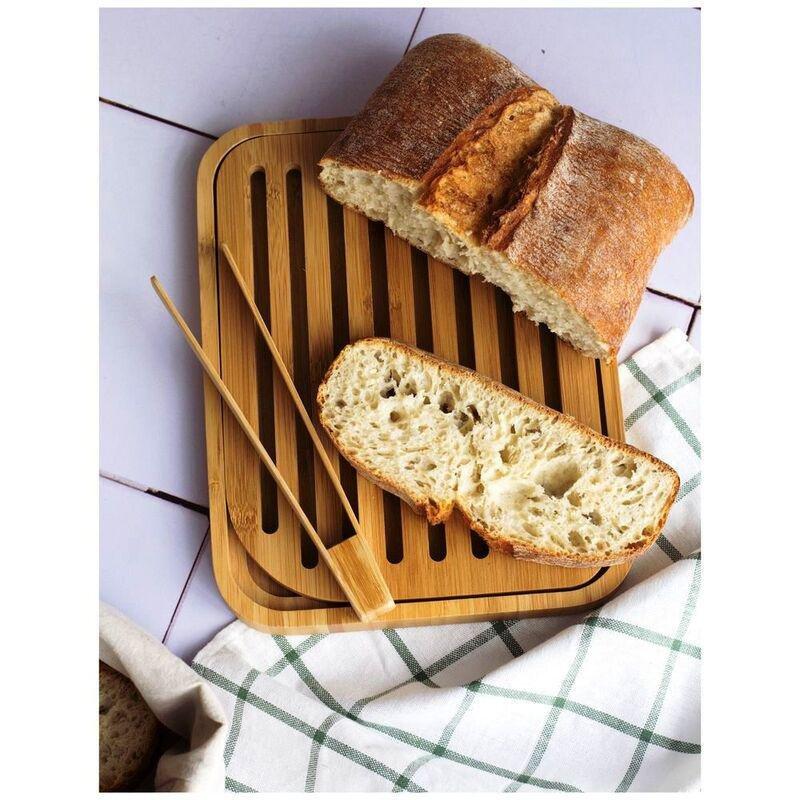 Pebbly Bamboo Breadboard & Toast Tong Set, , large image number 3