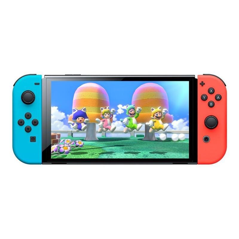 Nintendo Switch OLED Neon Joy-Con + Super Mario 3D World/Bowser's Fury, , large image number 2