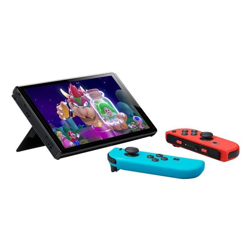 Nintendo Switch OLED Neon Joy-Con + Super Mario 3D World/Bowser's Fury, , large image number 3