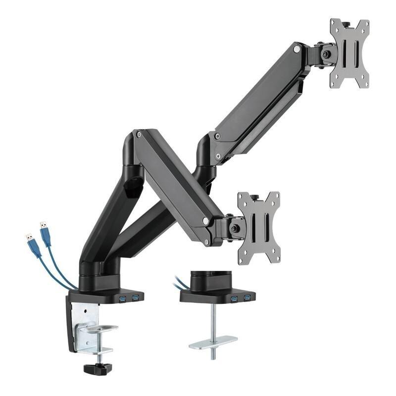 TWISTED MINDS - Twisted Minds Premium Dual Monitor Aluminum Gas Spring Pole Mounted Monitor Arm