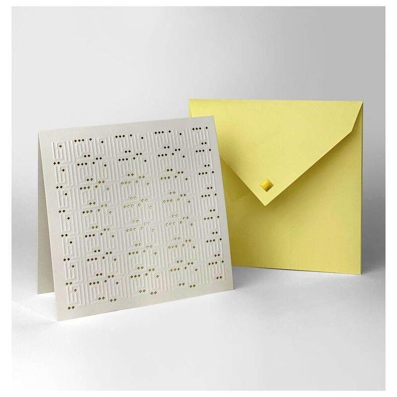 Oumniyat Zinat Al Dunya Greeting Card White & Yellow (14 x 14cm), , medium