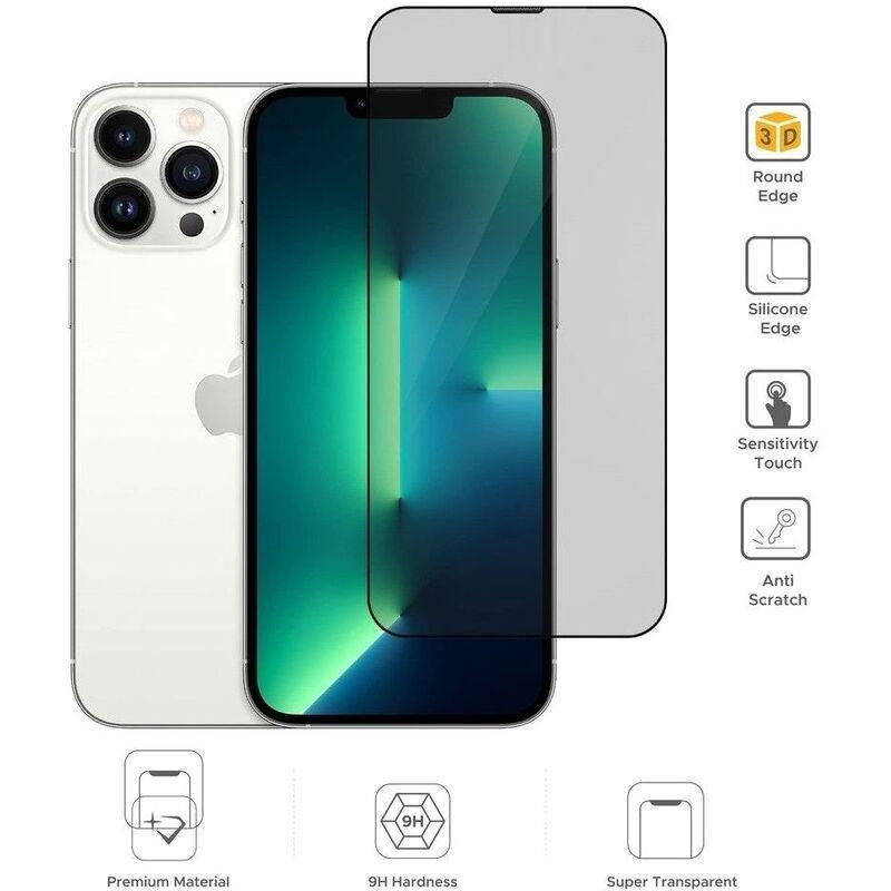 Liberty Guard 3D Full Cover Black Silicon Rounded Edge Screen Protector for iPhone 13 Pro Max - Black, , large image number 3