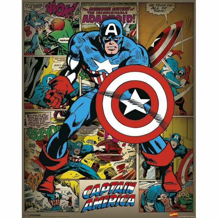 Pyramid Posters Marvel Captain America Retro Mini Poster (40 x 50 cm), , medium