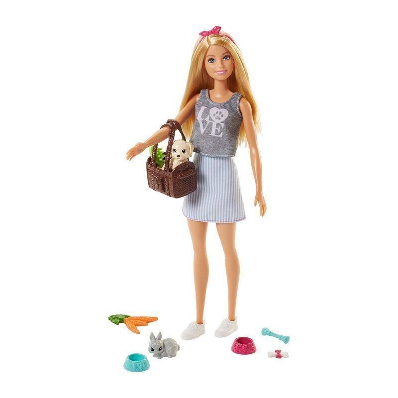 Barbie Doll With Dog and Rabbit Pets Set FPR48, , large image number 0