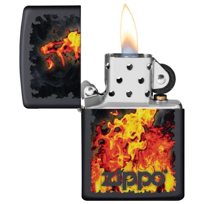 Zippo Ci412316 218 Fire With Zippo Design Black Matte  Windproof Lighter, , large image number 1