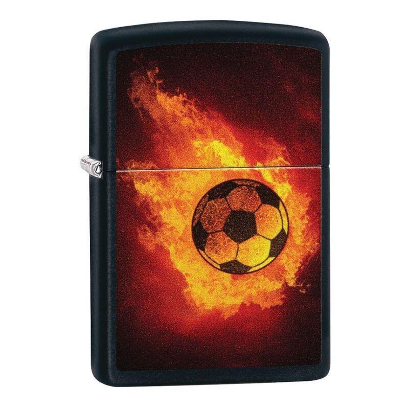 Zippo Ci412374 218 Soccer Ball On Fire Design Black Matte Windproof Lighter, , large image number 0