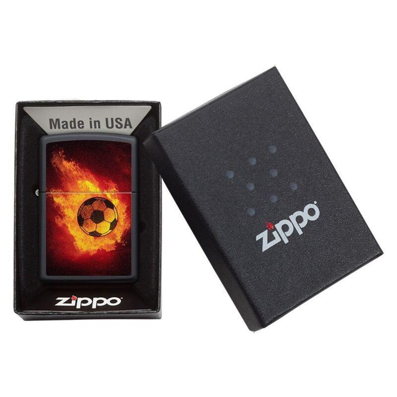 Zippo Ci412374 218 Soccer Ball On Fire Design Black Matte Windproof Lighter, , large image number 2