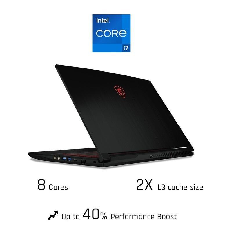 MSI GF63 Thin 11SC Gaming Laptop Intel core i5-11400H/8GB/512GB SSD/NVIDIA GeForce GTX 1650 Max-Q 4GB/15.6-Inch FHD/60Hz/Windows 11 Home - Black, , large image number 3