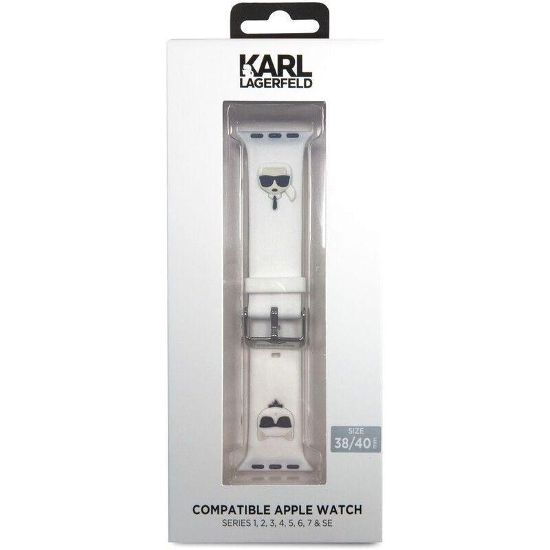 Karl Lagerfeld Strap Silicone Karl & Choupette Head Logo for Apple Watch 38/40mm - White, , large image number 0