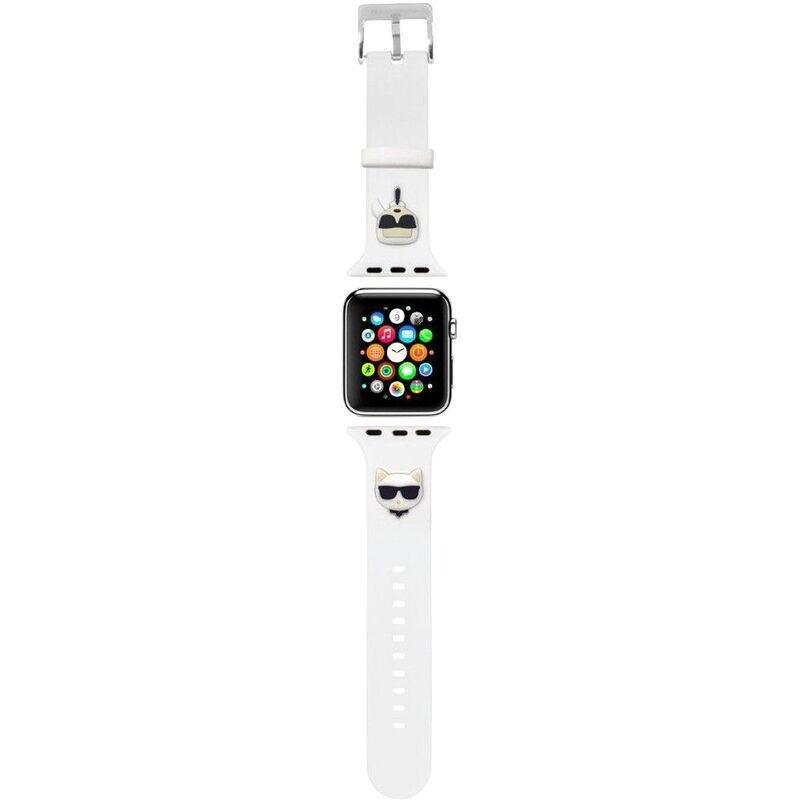 Karl Lagerfeld Strap Silicone Karl & Choupette Head Logo for Apple Watch 38/40mm - White, , large image number 1