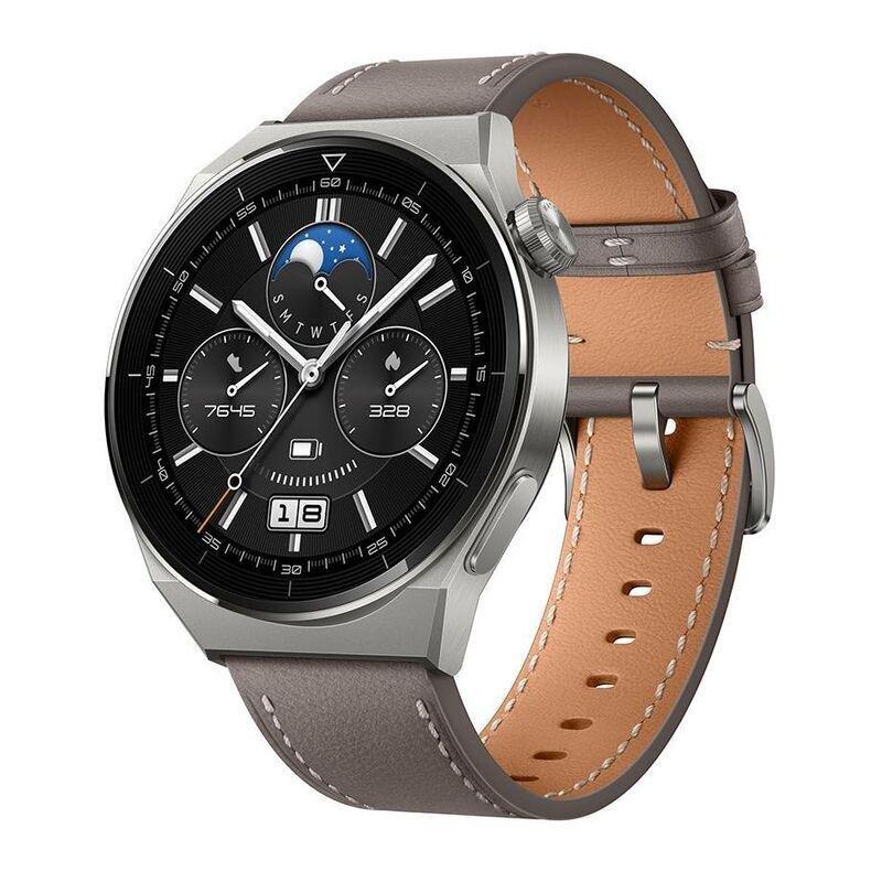 Huawei Watch GT 3 Pro Titanium With Gray Leather Strap - 46mm, , large image number 0