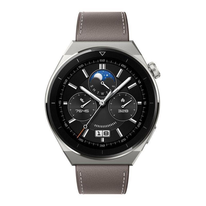 Huawei Watch GT 3 Pro Titanium With Gray Leather Strap - 46mm, , large image number 1