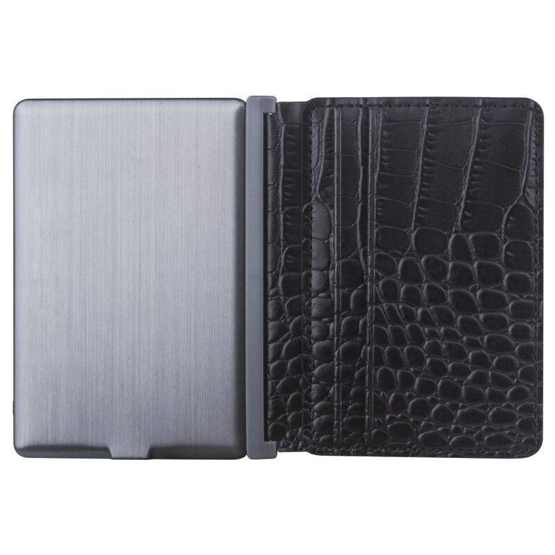 Ine Wallet & Charger Alligator Recycled Leather Black, , medium