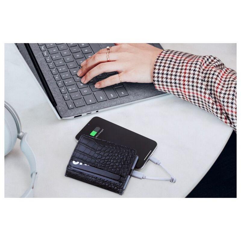 Ine Wallet & Charger Alligator Recycled Leather Black, , large image number 1