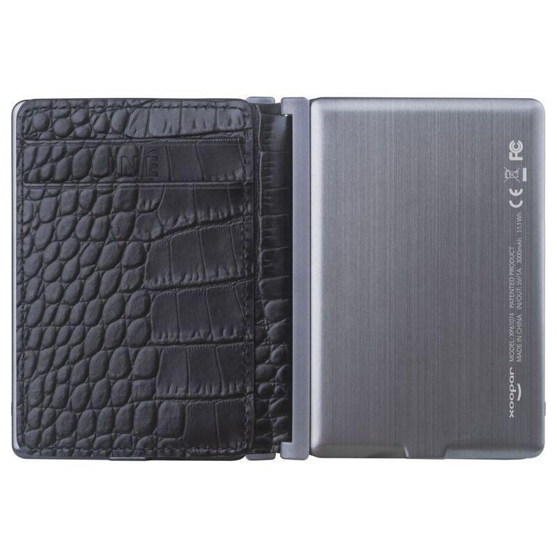 Ine Wallet & Charger Alligator Recycled Leather Black, , large image number 2