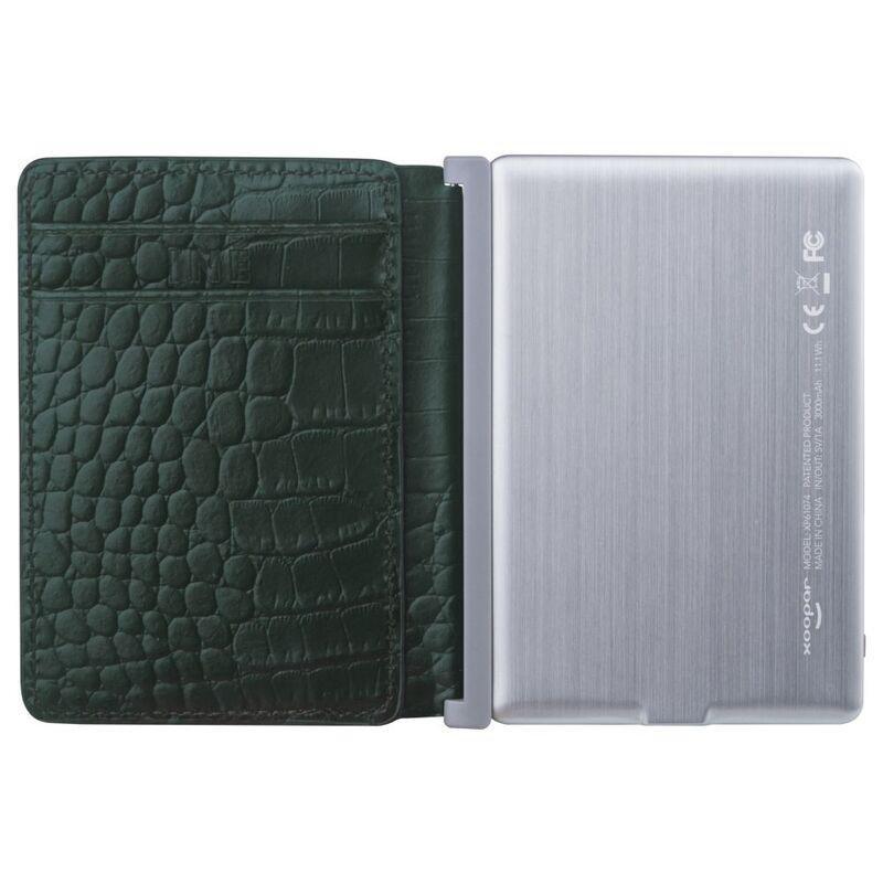 Ine Wallet & Charger Alligator Recycled Leather Green, , large image number 1