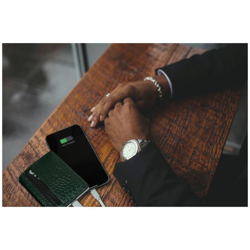 Ine Wallet & Charger Alligator Recycled Leather Green, , large image number 2