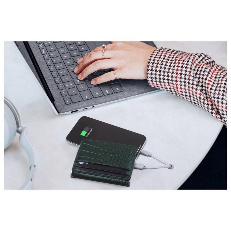 Ine Wallet & Charger Alligator Recycled Leather Green, , large image number 3