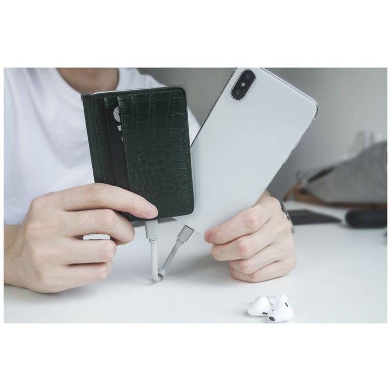 Ine Wallet & Charger Alligator Recycled Leather Green, , large image number 6