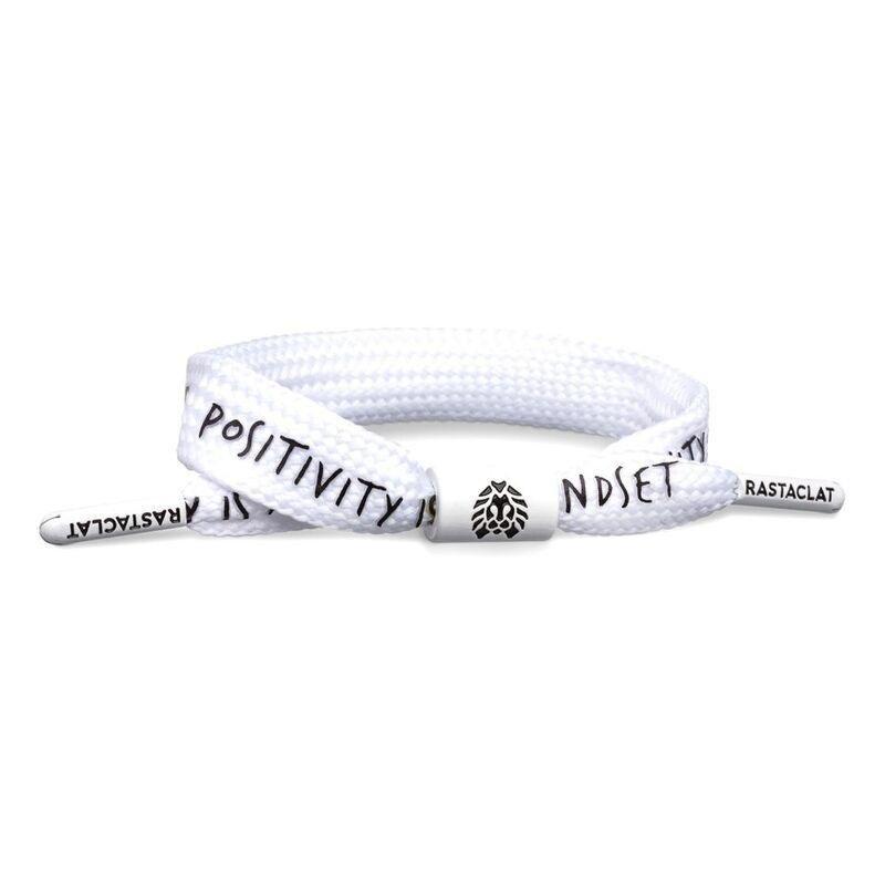 Rastaclat Mindset Positive Message Men's Single Lace Bracelet - White, , large image number 0