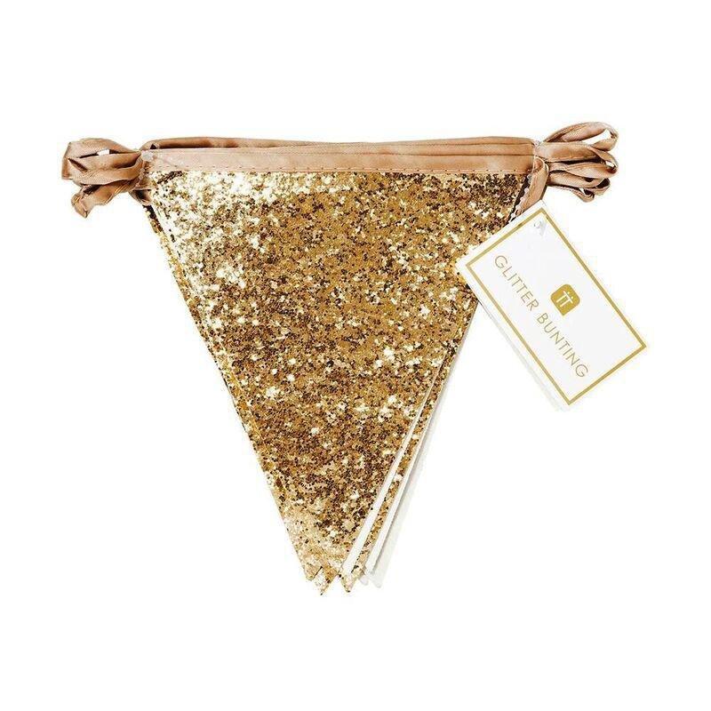Talking Tables Luxe Gold PU Glitter Bunting, , large image number 0