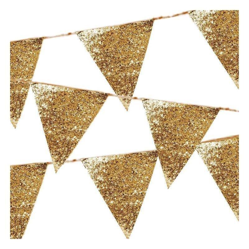 Talking Tables Luxe Gold PU Glitter Bunting, , large image number 1