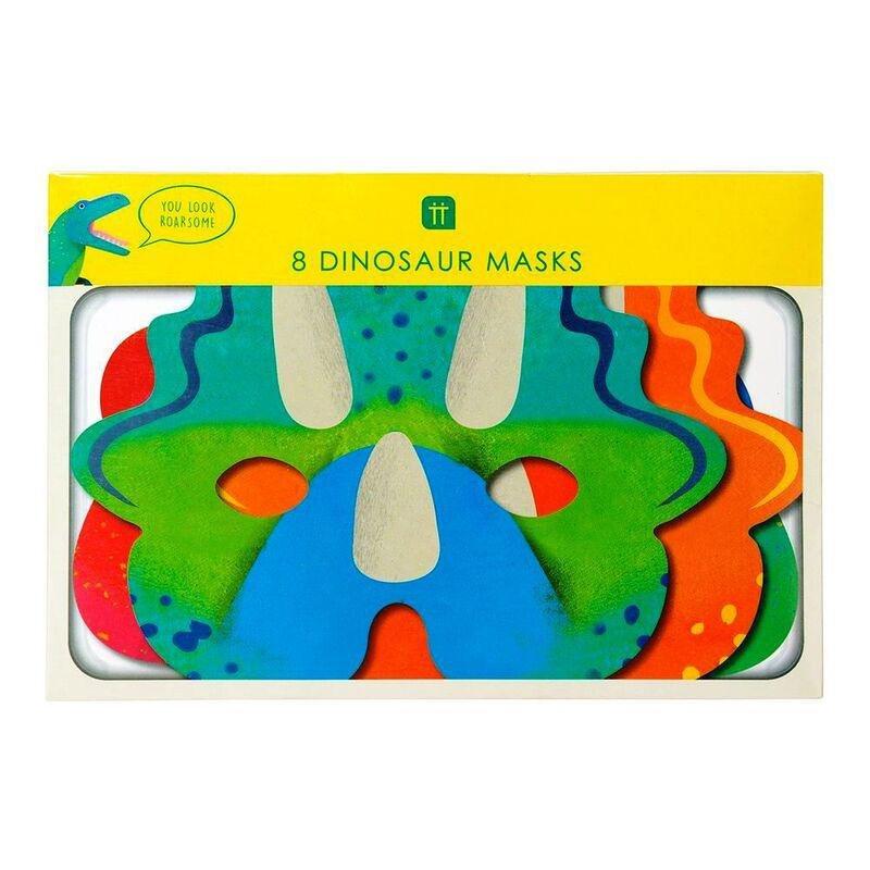 Talking Tables Party Dinosaur Masks 4 Designs (Pack of 8), , medium