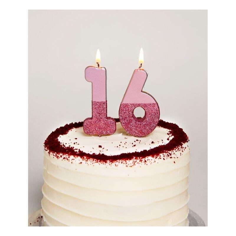 Talking Tables Glitter Number Candle 6 - Rose Gold, , large image number 1