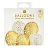 Talking Tables Latex Balloons Printed With Confetti Design 30Cm (Pack Of 5) - White & Gold