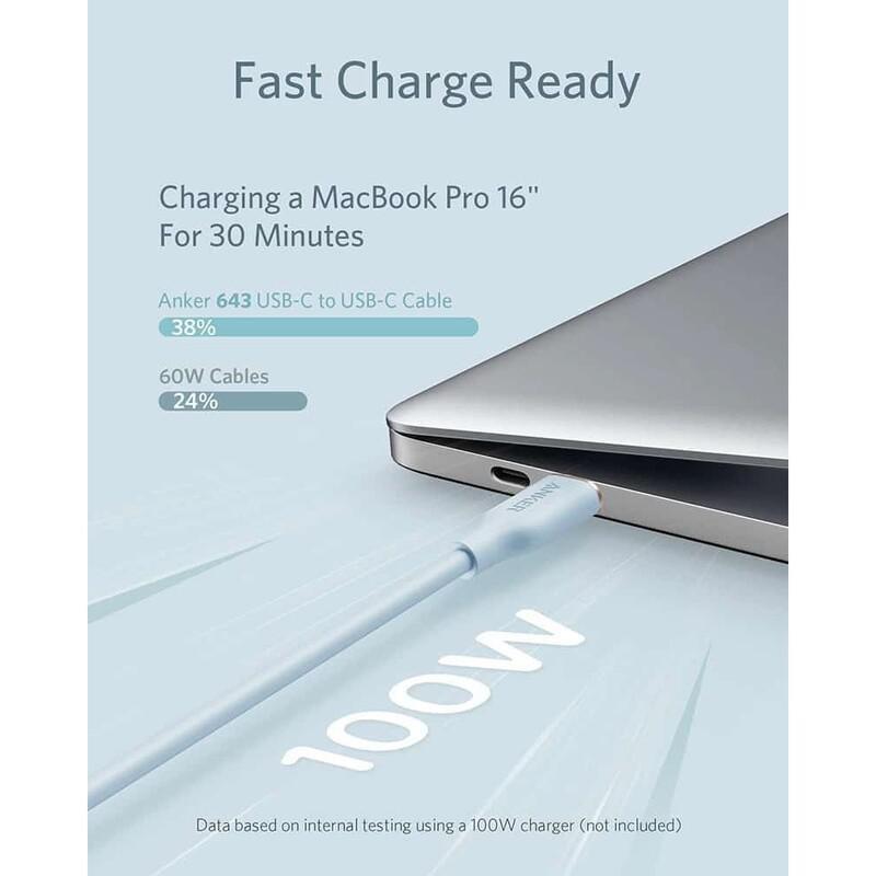 Anker PowerLine III Flow USB-C to USB-C 100W (0.9m/3ft) - Misty Blue, , large image number 5