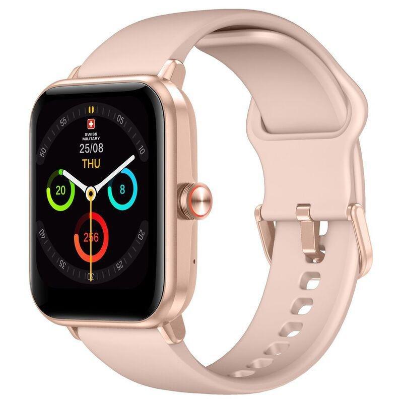 Swiss Military SM-WCH-ALPS1-S-PNK Square Smartwatch - Rose Gold Frame/Pink Silicone Strap, , medium