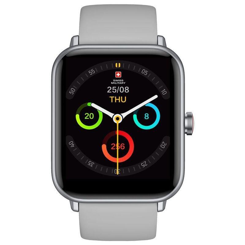 Swiss Military SM-WCH-ALPS1-S-GRY Square Smartwatch - Silver Frame/Grey Silicone Strap, , large image number 1
