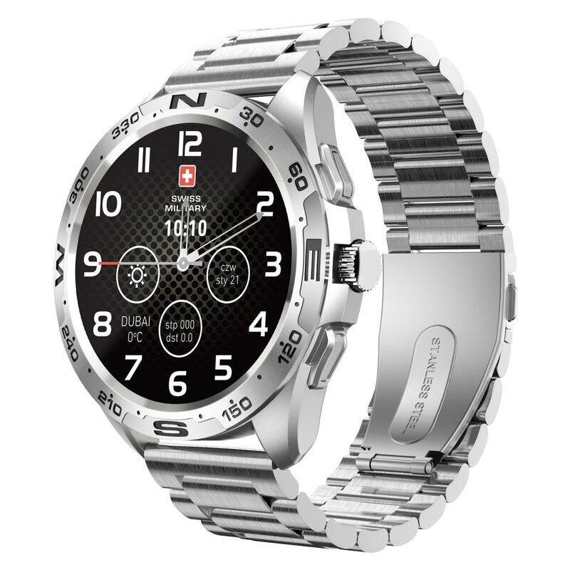 Swiss Military SM-WCH-DOM1-M-SIL Round Smartwatch - Silver Frame/Silver Metal Strap, , large image number 3