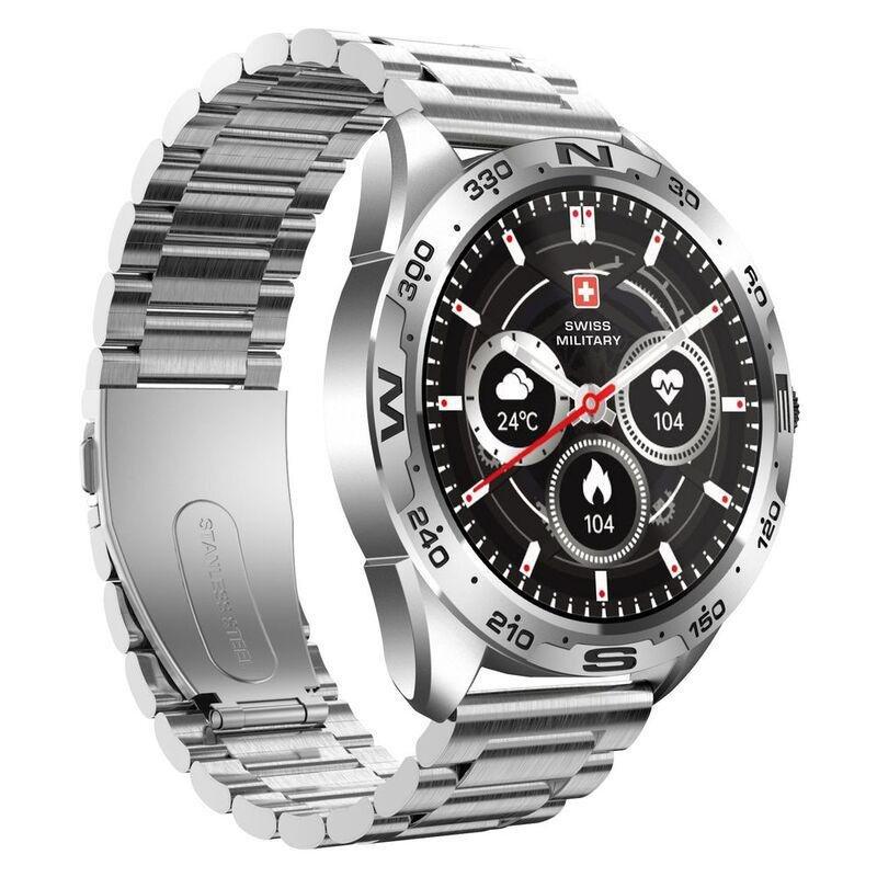Swiss Military SM-WCH-DOM1-M-SIL Round Smartwatch - Silver Frame/Silver Metal Strap, , large image number 4