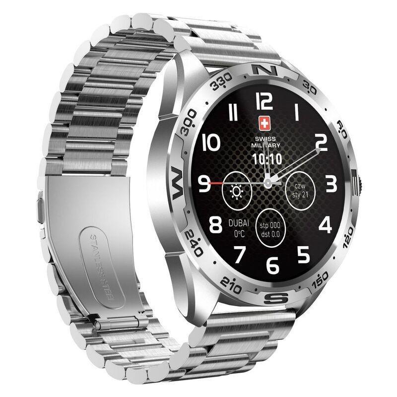 Swiss Military SM-WCH-DOM1-M-SIL Round Smartwatch - Silver Frame/Silver Metal Strap, , large image number 6