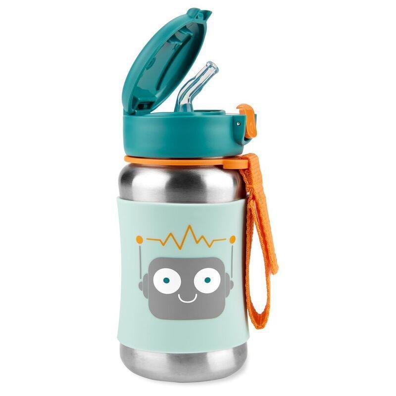 Skip Hop Spark Style Stainless Steel Straw Bottle - Robot, , large image number 1