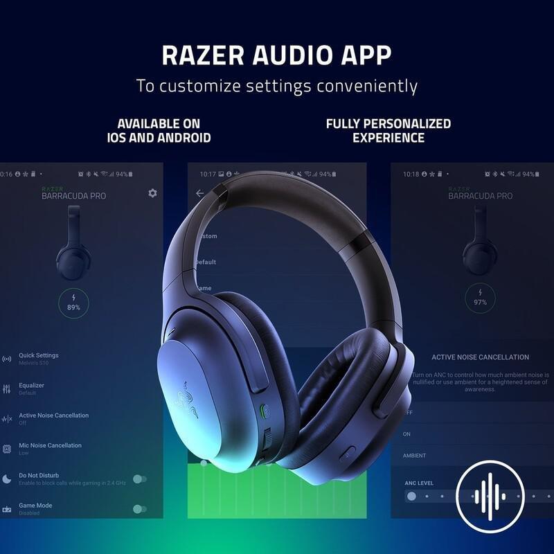 Razer Barracuda Pro Wireless Gaming Headset with Hybrid Active Noise Cancellation - Black, , large image number 6