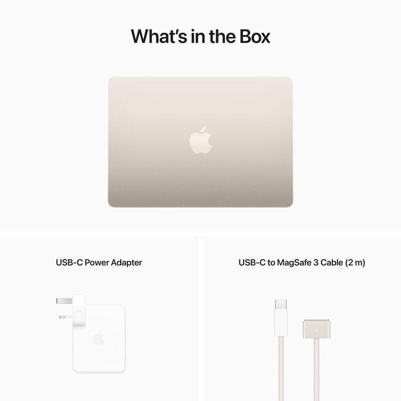 Apple MacBook Air 13-Inch Apple M2 Chip/8-Core CPU/10-Core GPU/512GB SSD - Starlight (Arabic/English), , large image number 4