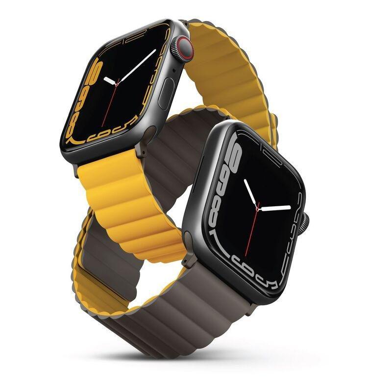 Uniq Revix Reversible Magnetic Strap for Apple Watch 45/44/42mm - Mustard/Khaki, , large image number 0