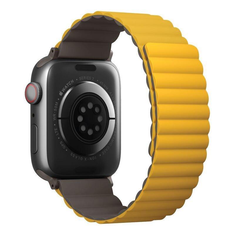 Uniq Revix Reversible Magnetic Strap for Apple Watch 45/44/42mm - Mustard/Khaki, , large image number 1
