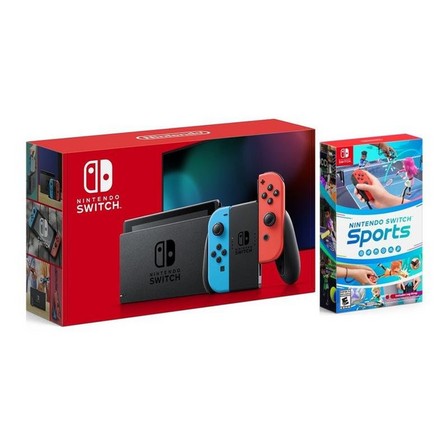 NINTENDO - Nintendo Switch Extended Battery Neon Joy-Con + Nintendo Switch Sports (Bundle)