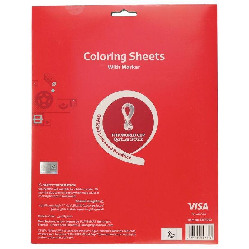 FIFA - FIFA World Cup Qatar 2022 Coloring Sheets with Markers (10 Sheets & 6 Markers)