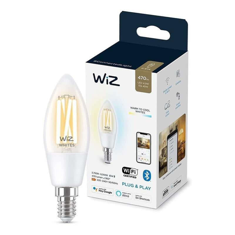 WiZ Filament Clear C35 E14 Smart Light Bulb - Tunable White (40W), , large image number 0