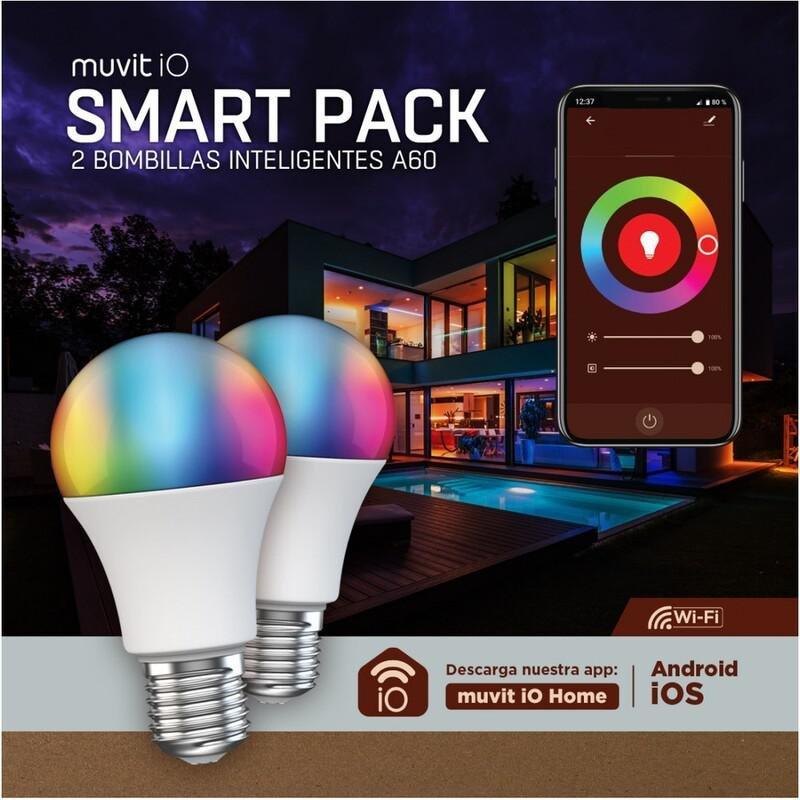 Muvit iO WiFi Smart Bulb With Multicolor LED Light - 800lm (Pack of 2), , large image number 0